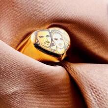 Custom Engraving Image Rings, Personalized Photo Unique Engravings Ring, Perfect Gifts For Couples, Family, And Friends For Birthdays, Graduations, Halloween, And Christmas - 金色 - 查看 7