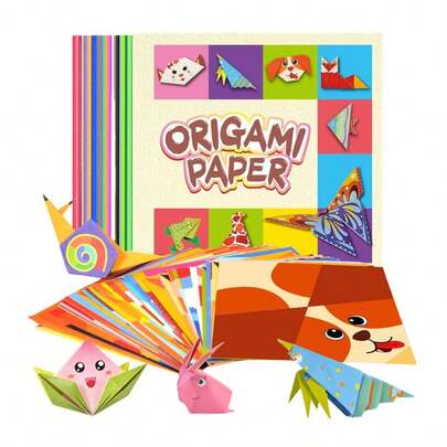 54 Sheets Children Origami Book Cute Animals Pattern 3D Puzzle DIY Handmade 3D Origami Guide English Books
