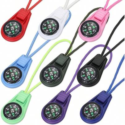 Multi - Color Survival Compass Outdoor Camping Hiking Pocket Compass Filled Compbum On Cord Emergency Survival Kits Watchband Paracord Bracelet Necklace Key Chain