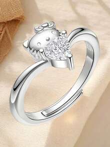 Sanrio 1枚三丽鸥Hello Kitty心形蝴蝶戒指，优雅时尚，适合日常佩戴或作为礼物赠送。 - 均碼 - 查看 2