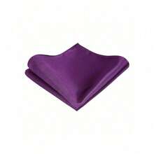 1 Set Men Solid Color 8cm Necktie And Pocket Square Set, Satin Tie And Handkerchief Set, Business Necktie And Pocket Square Men Necktie - 紫色 - 查看 3