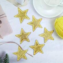 4pcs Shiny Silver Star Embroidered Patches, Iron-On/Sew-On, Suitable For Jackets, T-Shirts, Hats, Backpacks, Jeans, DIY Fashion Apparel Accessories - Multicolor - View 5