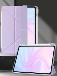 1pc Transparent Acrylic Y-Fold Flat Protective Case, Lavender Purple, Multi-Fold Multi-Angle Stand, Built-In Pencil Slot, High-Transparency Acrylic Rear Shell Anti-Scratch Anti-Bend, Magnetic Auto Sleep/Wake/Smart Power Saving, Minimalist/Casual/Classic, Suitable Compatible With Ipad Mini 6/Mini 7/9.7/10.2/10.5/Air 4/Air 5/10th/10.9/Pro 11"/Air 11"(M2)/Air 13"(M2)/Pro 11"(M4)/Pro 13"(M4) 2024 12.9"/IPad Air 13"(M3 2025) - Taro Purple - View 7