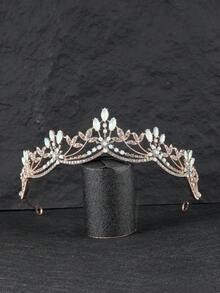 1pc Elegant Rose Gold Crown Headband, Leaf Design, Suitable For Stage Performance, Wedding Dress Accessory, Birthday Gift And More - Multicolor - View 6