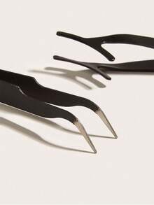 2pcs/Set False Eyelash Transplant Tweezers For Grafting, Black Straight Pointed Single Cluster False Eyelash Extension Tweezers, Stainless Steel Eyelash Clip, False Eye Black, Eyelash Clip, Eyebrow Tweezers, Makeup, Cheap, Room Decoration, Dresser, Travel, Bedroom, Makeup Accessories, Tweezers, Cheap Makeup, Makeup Tools, Cheap Things, Gifts, Female Gifts, Christmas Gifts - Black - View 7