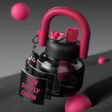 800毫升容量双头U型水瓶 - 高品质便携式水杯，塑料吸管肚形杯身，可爱少女ins风 - 居家、旅行、上学必备水瓶，精美礼品 - 彩色 - 查看 2