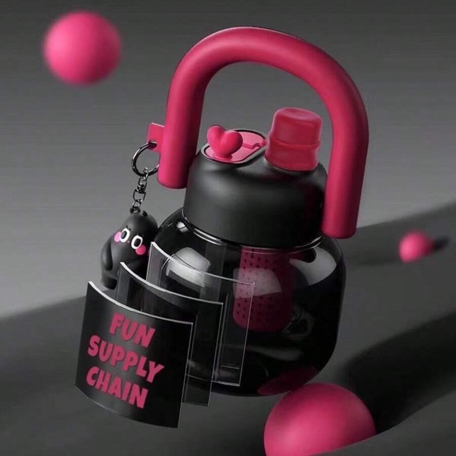 800毫升容量双头U型水瓶 - 高品质便携式水杯，塑料吸管肚形杯身，可爱少女ins风 - 居家、旅行、上学必备水瓶，精美礼品