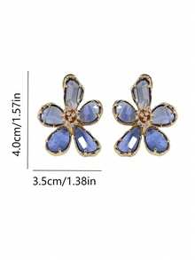 JOJELOO Bông tai hoa pha lê ngoại cỡ, Phong cách thời trang, Bông tai của người nổi tiếng trên mạng, Bông tai cá nhân hóa dành cho nữ, Thời trang mới, Bông tai bán chạy nhất trên mạng, Bông tai cá nhân hóa cho nữ, Quà tặng Ngày Valentine, Quà tặng Ngày của Mẹ - Màu xanh lam - Xem 5