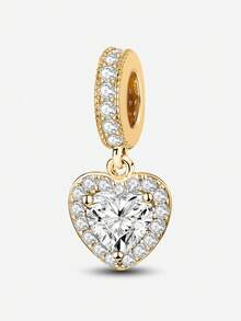 1件时尚闪亮心形串珠吊坠，适合女士手链、手镯DIY饰品制作及日常配饰，适合女孩佩戴 - 愛心 - 查看 2