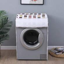 Universal Washing Machine Dust Cover, Peva Fabric Protector For Laundry Room Organization, Easy To Clean - Football Grid - View 3