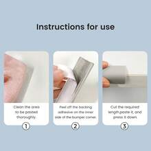 2m Super Soft Gray Silicone Edge Guard - High Quality Self-Adhesive Protective Device, Suitable For Baby Safety, Table And Wall Protection - Grey - View 3