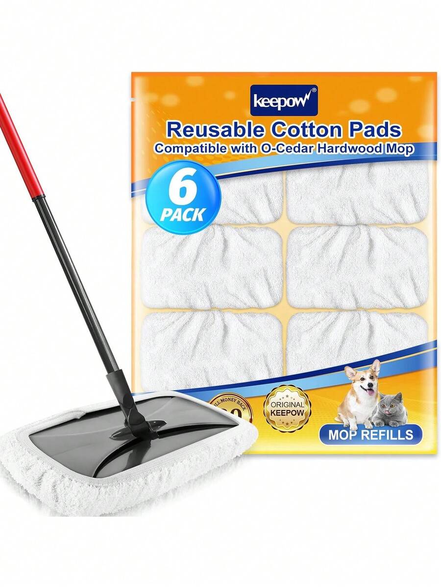 Reusable Mop Pads Compatible With O Cedar Hardwood Floor'N More Microfiber Mop, Mop Refill Heads Replacements For Wet And Dry Use, 15x8 Inch, 6 Pack,38953199 - 玫瑰紅 - 查看 1