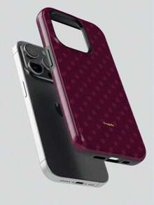 Una elegante funda para teléfono que no incluye cordón ni soporte. Base rojo vino con lunares rosados, funda para teléfono 2 en 1. Adecuado para teléfonos compatibles como el 17, 17air, 16, 15, 14, 13, 12, 11, PRO, X, XS, PLUS, e incluso el S21/22/23/24/25 Ultra/FE+, NOTE20 Ultra, y A71/56/55/54/53/52/36/34/26/25/23/16/15/14/13/06. un regalo de cumpleaños considerado para novias, novios y amigos. - 1 unidad - Ver 3