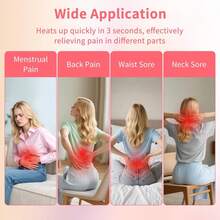 Portable Cordless Heating Pad For Period Cramps, 3-Second Fast Heating, 3 Heat Levels & 4 Massage Modes, Auto Shut-Off Waist Warmer For Sore Muscle Relaxation, Gift For Women Girls Girlfriend(Pink) - Pink - View 10
