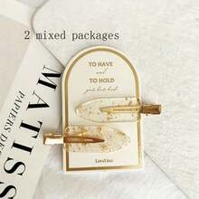 2Pcs No Crease Hair Clips, Elegant Marble Gold Foil Hair Barrettes, Non-Slip Seamless Makeup Clips, Stylish Transparent Resin Hair Pins For Women & Girls - 2 món hỗn hợp - Xem 1