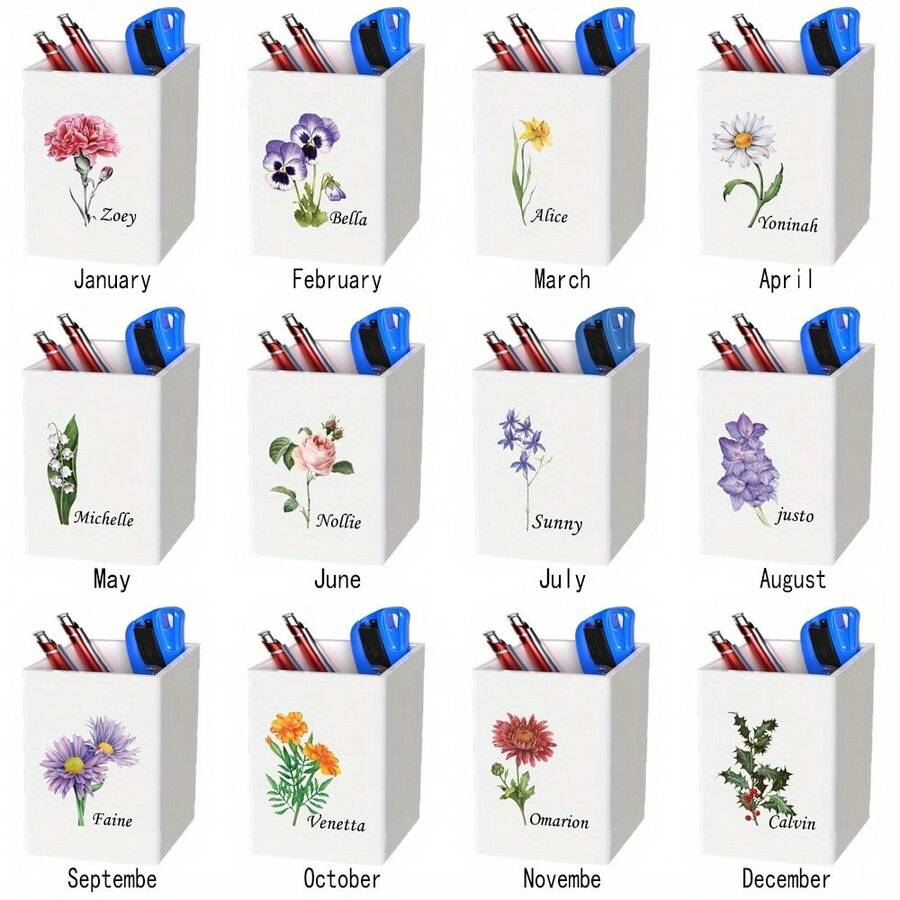 Personalized Name/Text Acrylic Pen Holder - Simple Desktop Organizer, Suitable For Office, Makeup Brush Storage - Plastic Pen Cup With Text, Modern Desk Accessories - Tháng Một - Xem 1