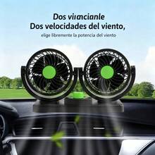 Ventilador de coche USB de doble cabezal - Ventilador de coche portátil silencioso de enfriamiento rápido con fuerte potencia de viento - Ventilación rápida, conexión USB adecuada para coche/camión/oficina, ventilador dual - Doble cabezal - 1 - Ver 5