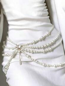 1pc Women's Faux Pearl Beaded Elegant Waist Belt - Waist Chain - View 2
