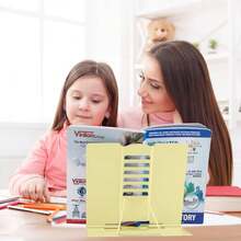 Book Stand Metal Desk Book Holder, Book Holders For Reading Hands Free, Adjustable Cookbook Documents Holder, Portable Bookstand For Music Books, Textbook, Recipe, Tablet, Ipad(Light Yellow) - 淺黃色 - 查看 9