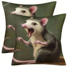 Modern Opossum Print Pillow Cover, 18x18 Inch, Farmhouse Decor With Single-Sided Animal Design, Envelope Closure & Machine Washable For Living Room, Bedroom, Sofa, Bed, Car, Bedroom Accent, Farmhouse Style, Polyester Pillowcase - 樣式 2 - 查看 9