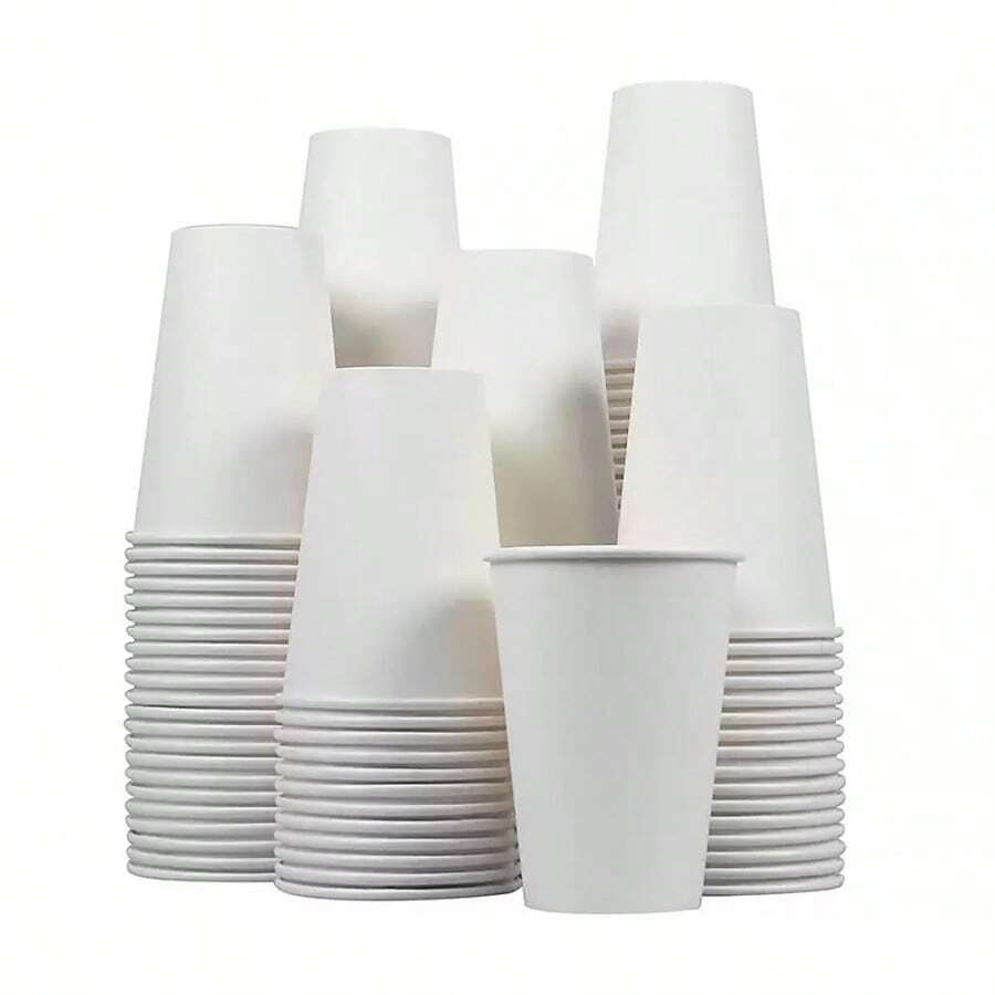 50/25/10pcs 9oz White Paper Cups, Suitable For Water, Juice, Milk, Beverage, Hot Or Cold Drinks, Office, Party, Home, Travel - White - View 1