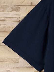 Set de 2 piezas de camiseta de manga corta y pantalones con diseño geométrico minimalista y triangular para hombre, adecuado para la calle, actividades al aire uso diario - Negro - Ver 7