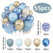 55 Stück 10 Zoll Grau-Blau Sand-Weiß, Hellblau, Metall-Gold Latexballons und blaue Glitzerballons, Aluminiumfolie Glitzerballon geeignet für Geburtstage, Hochzeiten, Babypartys, Abschlussfeiern, Brautparty Dekorationen, Geschlechtsanzeige Dekorationen. - graublau - Übersicht 9