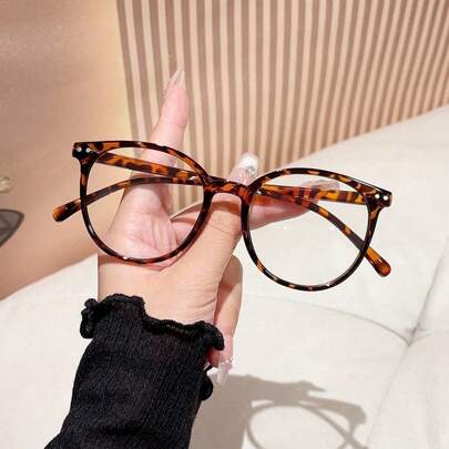 1 Pair Women's Vintage Leopard Print Rimmed Blue Light Blocking Glasses, Made Of PC Material, Lightweight, Y2K Style, Phone Accessories, Women's Blue Light Glasses, Fake Glasses, Clear Glasses, Women's Glasses, Christmas Decor, Halloween Costume, Suitable For Daily Office Commute, Back To School, Gaming, Party Looks, Campus Study