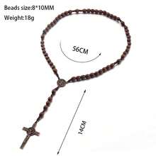 Rosary Beads Catholic For Women Handmade Wooden Catholic Rosay With Jes 1us Christ Crucifix Cross Real Healing Wooden Rosary Beads Yoga Meditation Prayer Bead Necklace - Gray - 查看 7