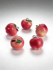 5/10个可爱树脂红苹果吊坠，水果挂件，适用于DIY手链、项链、钥匙扣等时尚饰品配件