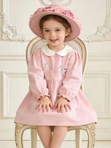 Balabala 2025 Autumn New Arrival Sweet Girl A-Line Dress, College Style - White Red - View 1