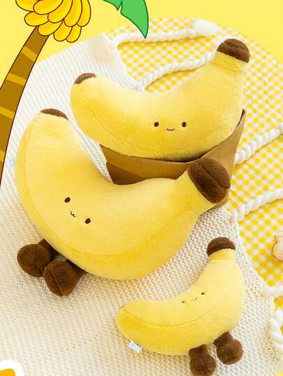 新款可爱毛绒香蕉玩偶，柔软舒适的水果玩偶，房间装饰，完美的派对装饰，送给孩子和朋友的理想生日礼物，适合万圣节、圣诞节和其他节日。