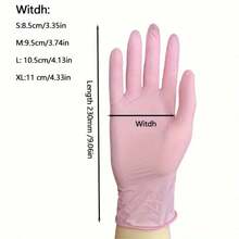 10/20/50/100pcs Pink Nitrile Disposable Waterproof Gloves, Individually PE Bagged, Suitable For: Household Kitchen Cleaning, Beauty, Hairdressing, Tattoo, Arts & Crafts, Extra Long & Thick, High Elasticity, High Fit, Anti-Slip Fingertips, Ambidextrous! - Pink - View 3