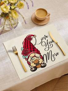 1件/4件/6件/60件装 涤纶情人节爱心精灵餐垫，防污，适用于家居、餐厅、餐桌装饰、乔迁、生日礼物 - 彩色 - 查看 2