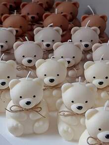 Reusable High-Temperature Resistant 3D Bear Shape Candle Mold - Irregular Bear Outline Silicone Mould Suitable For DIY Scented Candles, Handmade Soaps, Resin & Plaster Crafts - White - View 7