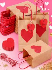 Bolsa de regalo del Día de San Valentín, bolsa de papel kraft con forma de corazón para empaquetar regalos de amor y cumpleaños, bolsa de mano para el Año Nuevo, el Día de la Madre, el Día de Acción de Gracias, decoraciones del Día de San Valentín, bolsa de compras, bolsa de fiesta, bolsa de regalo de boda, bolsa de mano hecha a mano, recuerdos de fiesta, (Tarjeta de corazón de amor con corazón redondo y patrón de olas, 2 estilos al azar, ¡por favor, tenga en cuenta si le molesta!) - Multicolor - Ver 1