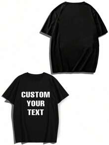 Customizable Men's T-Shirts With Customizable Text, Greetings, Or Fun Messages. Black Summer T-Shirts, Father's Day Gifts, Anniversary Gifts, Company Team Building Outfits, Music Festival Attire, Gifts For Men/Women, Men's Crew Neck Short-Sleeved T-Shirts, Party Outfits, Men's Black Short-Sleeved T-Shirts, April Fool's Day Gifts, Easter Gifts, Men's Summer Tops, Men's Summer Short-Sleeved T-Shirts, And Gym Wear., Moisture-Wicking - Black - View 5
