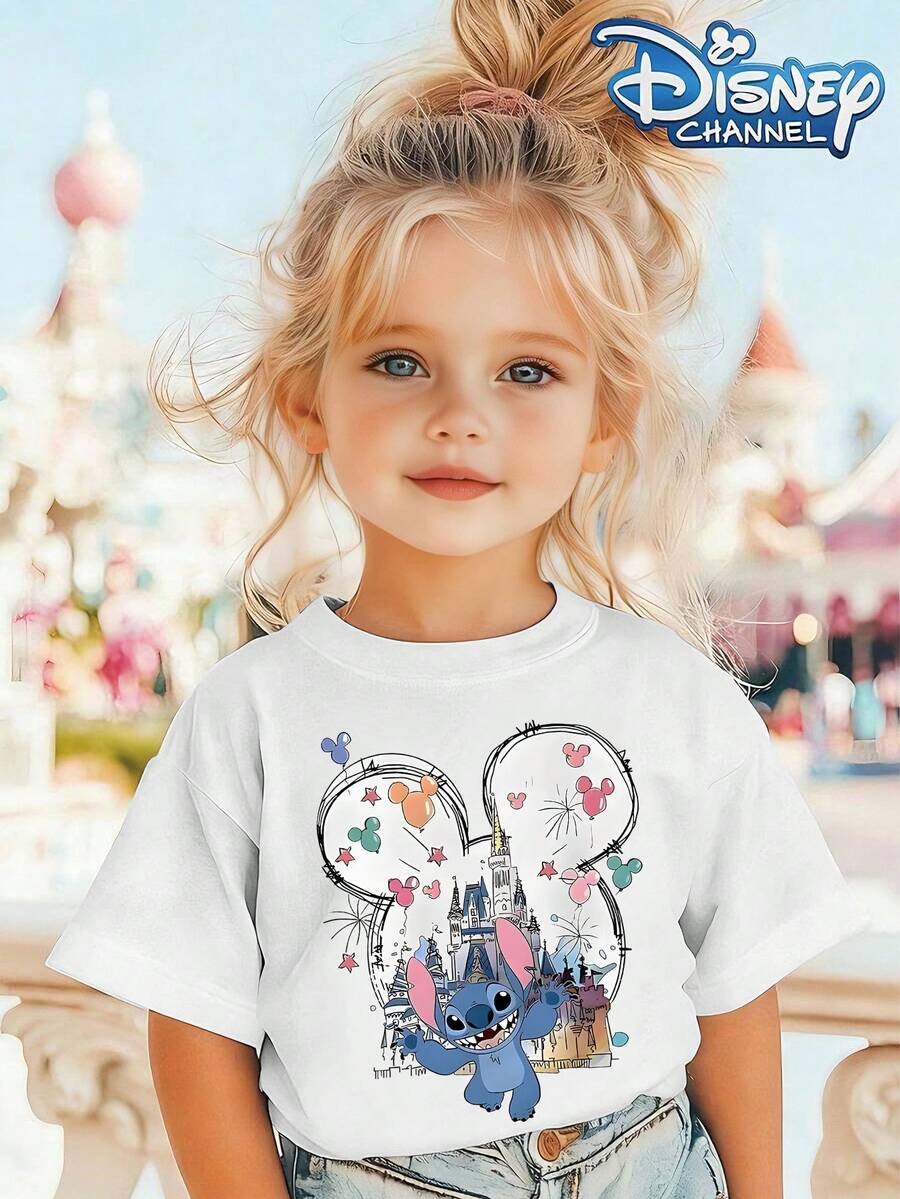 Disney's "Best Day" T-Shirt, Printed By Shi Dizai Disneyland, Officially Authorized By Disney, High-Quality Children's T-Shirts, Perfect Gifts, Fashionable Casual Wear, Girls' Shirts, Girls' Gifts. - 白色 - 查看 1
