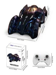 1pc Novelty Remote Control Wall Climbing Stunt Car, Dual Mode Adjustable - Smooth Surface Control & Wall Climbing Suction Mode, 360° Rotation Stunt Wall Climbing Car With Headlight, Zero Gravity Remote Control Wall Climbing Toy With Rechargeable Indoor Wall Playset, 2 Modes: 1. Smooth Surface Driving, 2. Suction Climbing - Multicolor - View 12