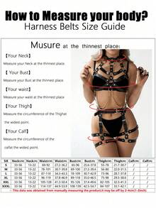 1 套女士性感时尚腰带、腰链、束身带、吊袜带、哥特风格，适合派对和节日 - 黑色 - 查看 5