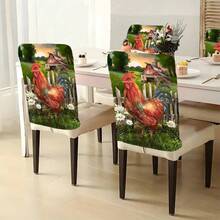 1 szt./4 szt./6 szt./10 szt. Wiosna/Lato Jaskrawoczerwony Kogut, Biały Drewniany Płot, Czerwona Stodoła, Otoczony Białymi Stokrotkami i Drobnym Kwiatowym Wzorem, Krótki Pluszowy Pokrowiec na Krzesło, Zdejmowany Krótki Pluszowy Ochraniacz na Oparcie Krzesła, Odpowiedni Na Wszystkie Pory Roku, Świąteczny Pokrowiec na Krzesło Do Jadalni, Salonu, Krzeseł Domowych - Wielokolorowe - Zobacz 9