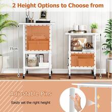COSTWAY Height Adjustable Printer Stand, 3-Tier Printer Cart With Storage Shelves & Locking Wheels, Rolling Storage Rack, Heavy-Duty Mobile Machine Stand For 3D Printer Scanner Fax Machine, Brown/Black/White - Blanco - Ver 3