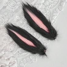 Cute Rabbit Ears Headband Long Furry Dog Ears Animal Cosplay Headband (Black Pink) - BlackLightPink - 查看 4
