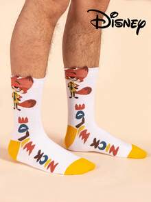 Disney 2双装迪士尼疯狂动物城图案男士船袜，可爱卡通独特迪士尼男士袜子，尼克·王尔德设计，防臭透气休闲百搭圆领卡通袜，适合学生/成人作为礼物和日常穿着，情侣款。 - 彩色 - 查看 7