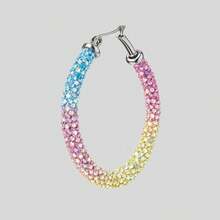 Women's Colorful Glitter Hoop Earrings For Carnival, Sparkle, And Parties - 銀色 - 查看 2