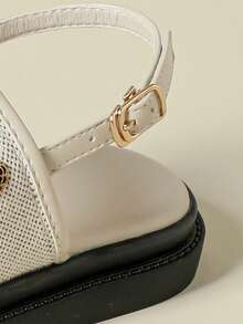 厚底女士搭扣凉鞋，撞色复古度假波西米亚风露趾设计，舒适厚底平底鞋，适合春夏季节，可搭配连衣裙、沙滩装，透气优雅 - 杏色 - 查看 9