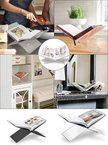 1 kệ sách acrylic (Vui lòng tháo lớp màng bảo vệ trước khi sử dụng), giá đựng công thức nấu ăn nhà bếp, kệ sách hình chữ X trong suốt, giá trưng bày để bàn, khay đựng tạp chí và sách, đồ trang trí bàn làm việc sáng tạo, giá trưng bày sách giáo khoa và album hình chữ X. - Nhiều màu - Xem 9