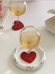 1个创意高端心形高脚杯，奢华玻璃器皿，独特的情人节礼物，心形底部饮料杯 - 彩色 - 查看 6