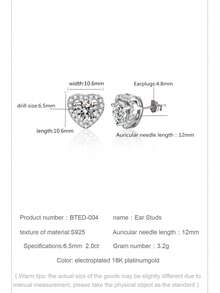 1 Carat Moissanite 925 Sterling Silver Jewelry Set - 1 Carat Moissanite Ring, 1 Carat Moissanite Pendant Necklace, 1 Carat Moissanite Earrings, 1 Carat Heart-Shaped Moissanite 3 PiecesJewelry Set, Valentine's Day Gift