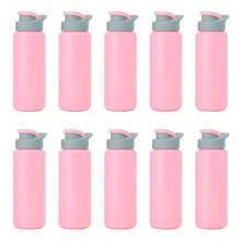 PromoClick Paquete de 10 Cilindros de plástico de 1000 ML.Con tapa enroscable, asa y boquilla que cierra a presión. - Rosa Pastel - Ver 5